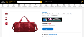 Bolso Duffel Viaje Deportivo Gimnasio Fitness 35L Rojo por $33.990