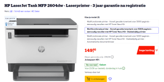 HP LaserJet Tank MFP 2604dw voor €149,95 bij Bol.com
