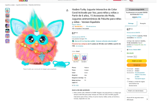 Juguete Hasbro Furby Interactivo de Color Coral Activado por Voz con 15 Accesorios por 50,79€