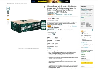 Mahou Clásica Pack 28 Latas x 33cl a tan solo 12,08€