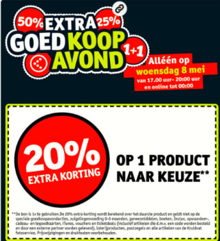 Kruidvat online koopjesavond met 20% korting en tot 50% korting in de koopjeshoek