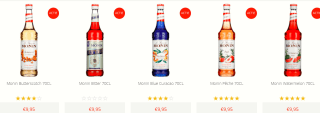 Monin koffie siroop 2 flessen voor €15.99 bij Drankdozijn