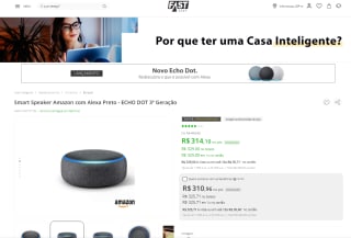 Smart Speaker da Amazon, modelo ECHO DOT de 3ª Geração - R$ 314,10