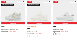 Zapatillas de marca infantiles desde solo 15€ (Reebok Fila, Converse),