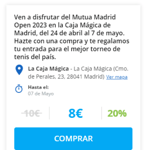 Oferta entradas para el Madrid Open desde solo 8€
