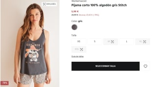 Pijama corto 100% algodón gris Stitch para Mujer por 5.99€