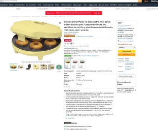 Bestron Donut Maker diseño retro mini donut maker eléctrica para 7 donuts Verde por solo 19,78€