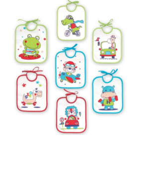 Pack Siete Baberos Impermeables Estampados Titin por 5.59€