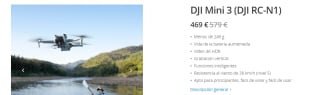 Drone DJI Mini 3 + Mando por 469€