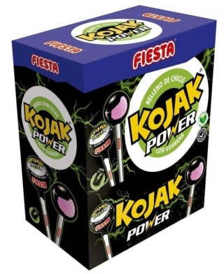 Pack 100 Chupa Chups Fiesta KOJAK POWER sabor bebida energética relleno de chicle por 4,30€