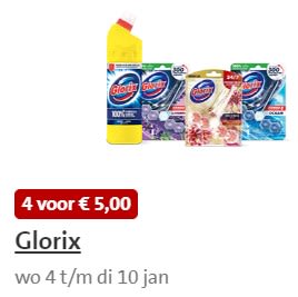 Alle Glorix 4 voor €5 bij de Jumbo