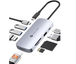 Multipuerto USB C 9 en 1 NOVOO 4K 60Hz HDMI 5 Puertos USB 100W PD SD/TF USB C a HDMI por 12,58€