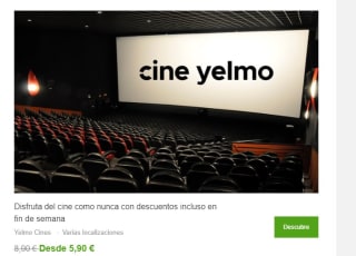 Disfruta de entradas cine yelmo desde 5,90€