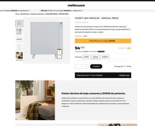 MELLERWARE Comfy Wifi Medium Radiador climatización por solo 85,50€