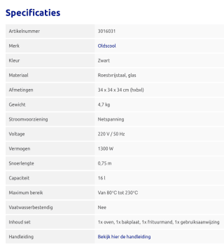 Old Skool compacte oven voor 74,94 euro