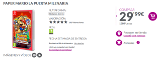 Videojuego Paper Mario La Puerta Milenaria Nintendo por 29,99€