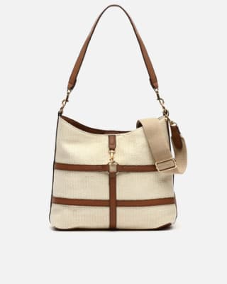 Bolso hobo mediano efecto rafia con asa bandolera por 15€