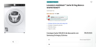 Samsung Lavadora WW90T554DTT AddWash Serie 55 9kg por 313,65€