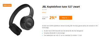 JBL Koptelefoon tune 527 voor €29,99 bij de AH