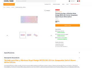 Teclado Royal Kludge RKR75 ISO-ES Hot-Swappable Switch Brown White Edition para Mac y Windows por 34,95€
