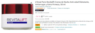 3 Botes de L'Oreal Paris Revitalift Crema de Noche Anti-edad Hidratante, Antiarrugas y Extra Firmeza, 50 ml por 12.38€