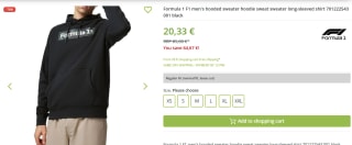 Formule 1 hoodie bij Outlet46 voor €20,33 bij Outlet46
