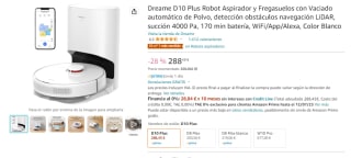 Dreame D10 Plus Robot Aspirador y Fregasuelos con Vaciado automático de Polvo ahora por solo 288,30€