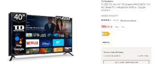 Television 40" TD Systems R40GLE17X Full HD, Smart TV, Inteligencia Artificial, Google Assistant por 189.05€