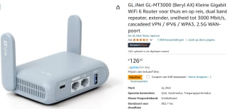 GL.iNet GL-MT3000 (Beryl AX) router voor €86,90 bij Amazon