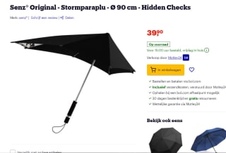 Zwarte lange paraplu original senz° original pure black voor €39,90 bij Bol.com