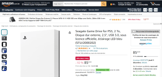 Disque dur externe Seagate Game Drive for PS5, 2 To, , 2.5", USB 3.0 (STLV2000202) à 85,33€