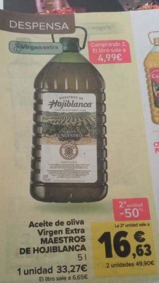 10 litros de aceite de oliva virgen extra Hojiblanca por 49,90€