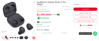 Audifonos Galaxy Buds 2 Pro por $1,399 en Sears