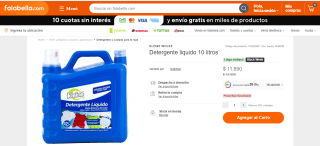 Detergente liquido Kleine Wolke de 10 litros por $11.890