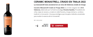 6 Botellas de Ceramic Monastrell Criado en Tinaja 2022 por 39.9€