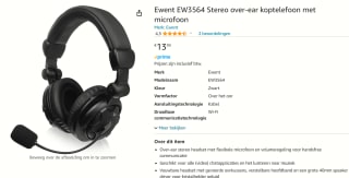Ewent Over-ear stereo headset met microfoon en volumeregeling voor €13,95 bij Amazon