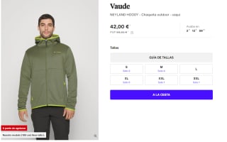 Chaqueta Outdoor para Hombre Vaude NEYLAND HOODY por 42€