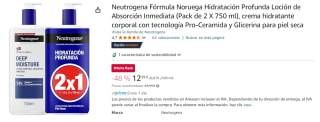 Neutrogena Pack Fórmula Noruega Hidratación Profunda Loción De Absorción Inmediata, 2 X 750 Ml por 12.99€