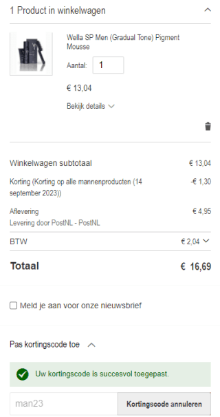 10% korting op alles voor mannen bij Haarpro