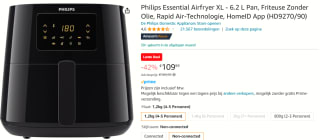 Philips Airfryer 3000 Series XL, 6.2L (1.2Kg) voor €109,99bij Amazon