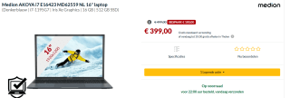 Medion AKOYA i7 E16423 MD62559 NL laptop voor €399 bij Alternate