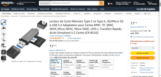 Lecteur de carte mémoire USB SABRENT - USB 3.2 à 17,17€