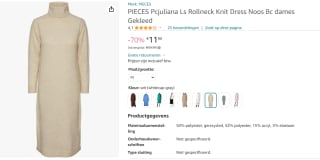 Pieces Pcjuliana Gebreide Dames Jurk voor €11,90 bij Amazon