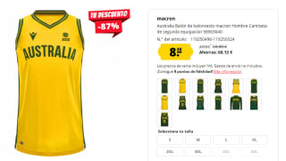 Australia baloncesto camiseta primera y segunda equipación por 8,88€