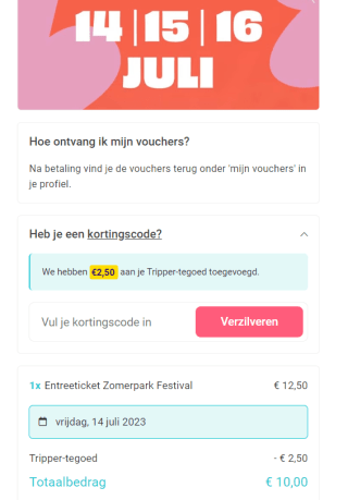 Tripper kortingscode voor €2,50 korting