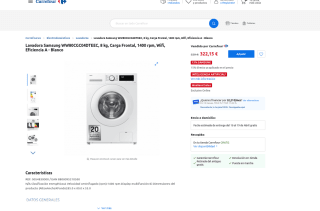 Lavadora Samsung WW80CGC04DTEEC 8 kg Carga Frntal 1400 rpm Wifi por 322,15€