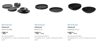 10% IKEA Family korting op FÄRGKLAR servies en STORSINT glazen bij IKEA