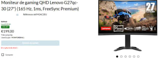 Ecran PC 27" Lenovo G27 à 199€