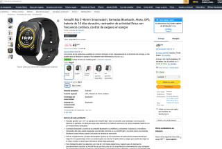 Amazfit Bip 5 46mm GPS batería de 10 días duración rastreador de actividad física con frecuencia cardíaca por solo 49,58€