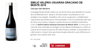 6 Botellas de Emilio Valerio Usuaran Graciano de Monte 2018 por 44€